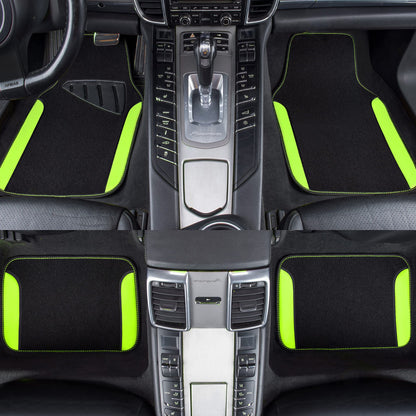 CAR PASS Waterproof Universal Fit Car Floor Mats, Faux Leather Car Carpet Mats, Black Car Mats with Anti-Slip Nibbs Backing &amp; Driver Heel Pad Fit for SUV,Vans,sedans, Trucks,Set of 4pcs(All Black)