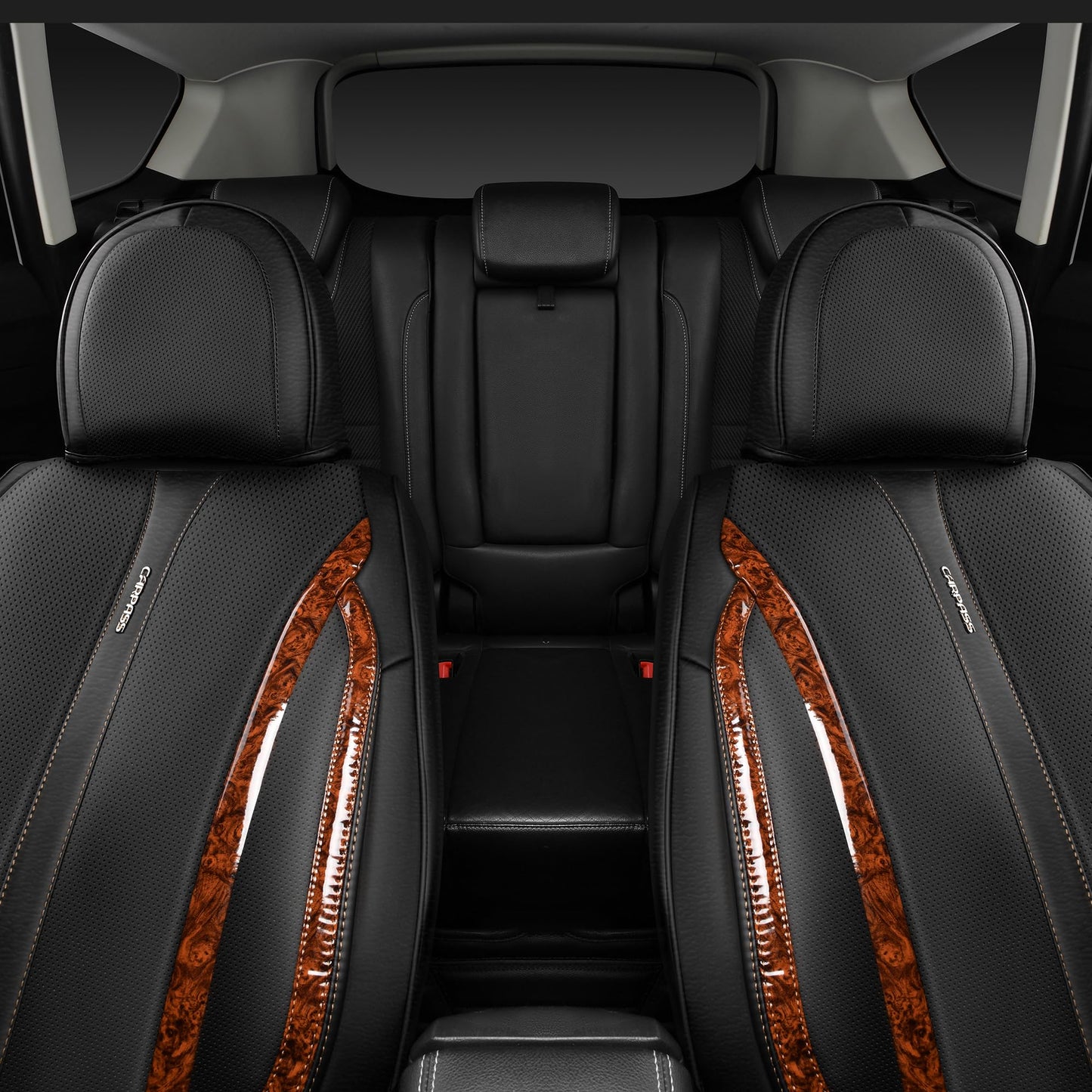 CAR Pass Nappa Leather Car Seat Covers, Durable Waterproof Luxury Universal for SUV Pick-up Truck Sedan, Anti-Slip Driver 5 Seats Covers Full Set with Backrest (Black Chameleon Iridescent Reflective)