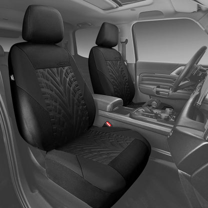 CAR PASS Car Seat Covers Full Sets, Front &amp; Split Rear Bench for Car, 3D Tyre Embossed Automotive Interior Covers, Airbag Compatible, Quick Setup Universal Fit Seat Covers for Car, SUV(All Black)