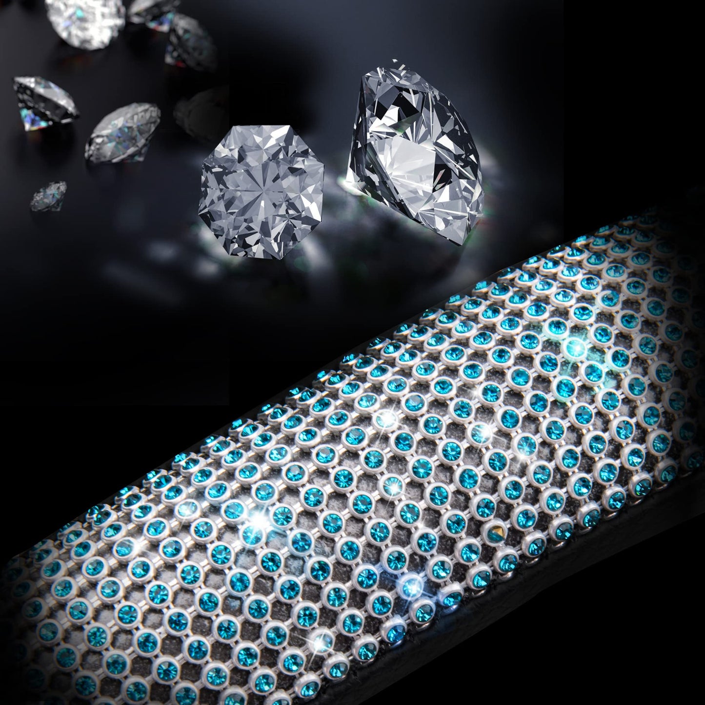 CAR PASS Bling Diamond Leather Steering Wheel Cover, With Sparkly Crystal Glitter Rhinestones Universal Fit 14"1/2-15" Car Wheel Protector for Women Girl Fit Suvs,Vans,Sedans,Car,Trucks, Black Diamond