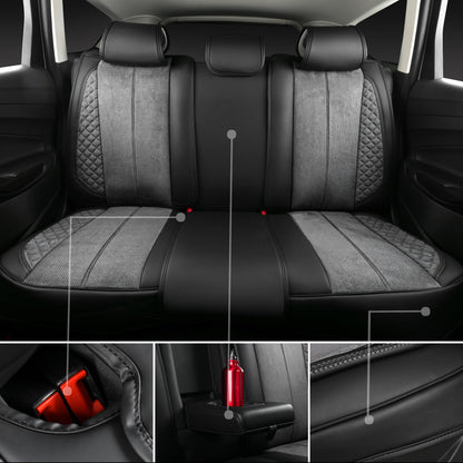 CAR PASS Nappa PU Leather Car Seat Covers Full Set Waterproof Protector Durable Cushioned,Universal Fit for Sedan SUV Pick-up Truck,Automotive, Anti-Slip and Backseat Luxury Premium Deluxe(Black)