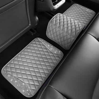 CAR PASS Bling Leather Car Mats Shining Diamond Floor Mats Sparkly Glitter Crystal Rhinestones Carpet Anti-Slip Waterproof Pad Universal Fit for Automotive SUV, Sedan, Van, 5pcs for Girl Women Black