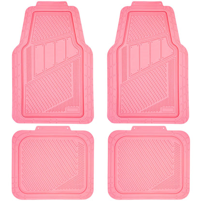 CAR PASS Heavy Duty Rubber Floor Mats Pink 4-Piece Car Mat Set - Universal Waterproof for SUV Truck, Durable All-Weather Mats，Car Women,Girly(All Pink)