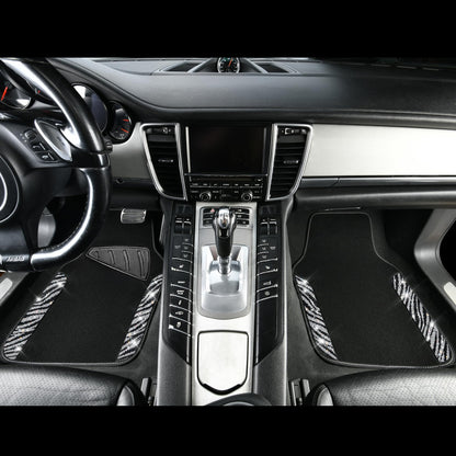 CAR PASS Bling Diamond Car Floor Mats, Shining Rhinestone Carpet Sparkly Glitter Crystal with Anti-Slip PVC Heel Pad Waterproof Universal Fit Automotive SUV,Sedan,Van,Cute Girl Women,4pcs Black Sliver