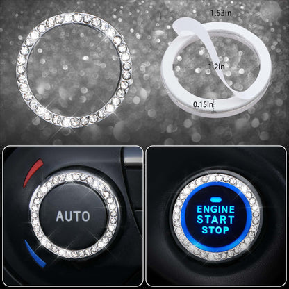 CAR PASS 7 PCS Bling Car Accessories for Women, Sparkly Rhinestone Diamond Steering Wheel Cover, Bling Seat Belt Cushion, Glitter Shift Knob Cover, Car Cup Holder Coaster, Cute Interior Sets Silver