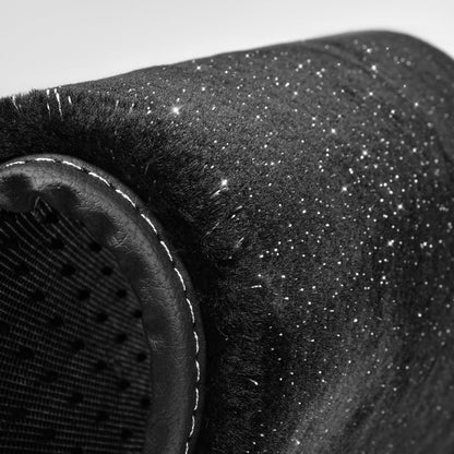 CAR PASS Bling Diamond Car Floor Mats, Shining Rhinestone Carpet Sparkly Glitter Crystal with Anti-Slip PVC Heel Pad Waterproof Universal Fit Automotive SUV,Sedan,Van,Cute Girl Women,4pcs Black Sliver