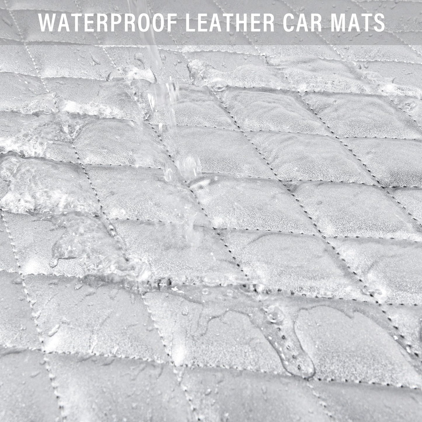 CAR PASS Bling Leather Car Mats Shining Diamond Floor Mats Sparkly Glitter Crystal Rhinestones Carpet Anti-Slip Waterproof Pad Universal Fit for Automotive SUV, Sedan, Van, 5pcs for Girl Women Black