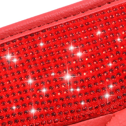 CAR PASS Bling Leather Car Mats Shining Diamond Floor Mats Sparkly Glitter Crystal Rhinestones Carpet Anti-Slip Waterproof Pad Universal Fit for Automotive SUV, Sedan, Van, 5pcs for Girl Women Black
