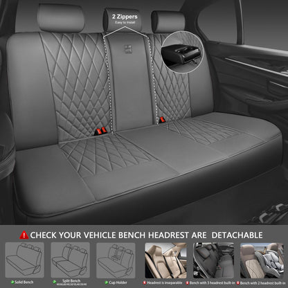 CAR PASS Piping Luxury Faux PU Leather Two Front Car Seat Covers, Waterproof Anti Slip Seat Covers Compatible with Front Seat Armrests,Universal Fit for Suvs,Vans,Trucks, Airbag Compatible(All Black)